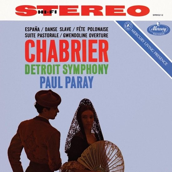 Albumhoes met Chabrier, Detroit Symphony, Paul Paray, met mannen- en vrouwenfiguren.
