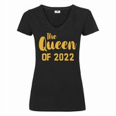 Nieuwjaar shirt voor dames the queen of 2023-Oud en Nieuw t-shirt-Maat S