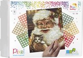 Pixelhobby geschenkdoos KERST 9 basisplaten - Kerstman met poes