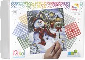 Pixelhobby geschenkdoos KERST - 9 basisplaten - Sneeuwman
