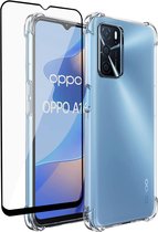 Oppo A16/A16s Hoesje Transparant Case + Oppo A16/A16s Screenprotector Full Cover