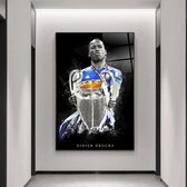 Wallyard - Didier Drogba - Wall art - 60x90 cm - premium glass - inlc. muur bevestiging