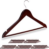 Relaxdays kledinghangers hout - set van 50 - broeklat - kleerhangers bruin - draaibaar