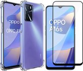 Hoesje geschikt voor Oppo A16 / A16s - Transparant Backcover Shockproof Case + Glas Full Screen Screenprotector