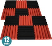 Akoestische panelen - Studioschuim - Studio panelen - Geluidsisolatie - Geluidsdemper - 30x30x5cm - 6 stuks zwart en 6 stuks rood