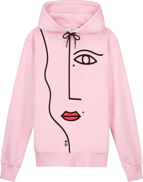 Abstract Face Line Art - Hoodie - Roze