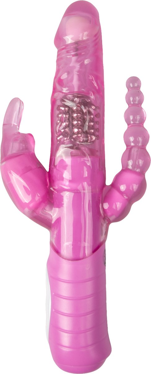 Goedkoopste You2Toys Drie dubbele rabbit vibrator - Roze - 22 cm