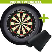 Winmau Blade 6 + Rubberen Dartmat 120*250 + Dartbordverlichting Basic (Zwart)