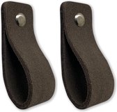 Leren handgrepen van zacht suede - Grijs - 2 stuks - 16,5 x 2,5 cm | incl. 3 kleuren schroeven per leren handgreep