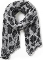 Dielay - Warme Sjaal Panterprint - 185x60 cm - Grijs