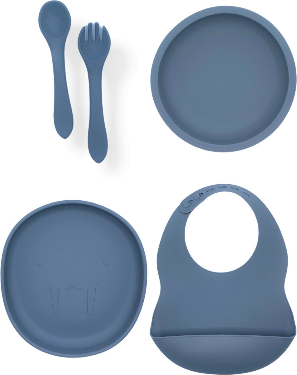 Goedkoopste Lonnie Serviesset - Set Walrus Compleet - Kiezel - Kinderservies - Servies - Bestek