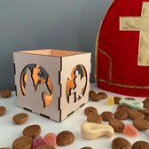 Theelichthouder Sint en Piet - Sinterklaas - Waxinelichtje - Feestdecoratie - Hout - Decoratie - 5 December