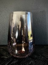 Vaas - Crackle Perly - Glas - Smoke - Grijs - 20x28cm