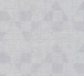 GLANZEND GEOMETRISCH BEHANG | Vierkantjes & Driehoekjes - zilver grijs - A.S. Création Titanium 3
