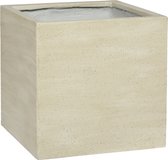 Cement Cube M Vertical Beige Washed 40x40x40 cm Ficonstone vierkante plantenbak