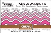 Mix & Match 16 - Zigzag strips - Stippenlijn - 2.5 - 5 - 7.5 - 10 x 145mm