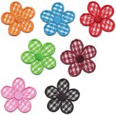 Patch bloemen geruit - 4 cm - patch set 7 stuks – opnaaibare stof applicatie - opnaaibaar