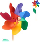 Relaxdays windmolen regenboog - set van 2 - windspel bloem - tuinsteker - tuindecoratie