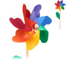 windmolen tuinsteker - set van 2 - bloem - voor kinderen - windspinner