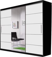 E-FURNITURE Armoire à portes coulissantes Armoire avec miroir Armoire avec étagères et tringle à vêtements - 233x61x218 cm (LxPxH) -ALFA (SONOMA + BLANC)