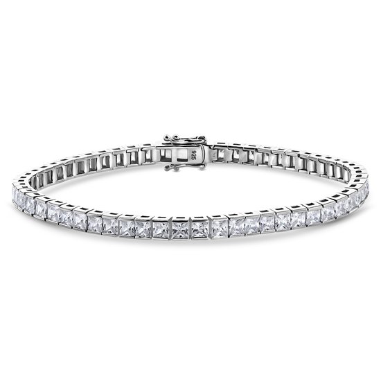 Bracelet Pour Femme En Argent Sterling 925 Plaqué Rhodium - Largeur 4mm, Neuf Avec étiquettes, Style Fin Et élégant
