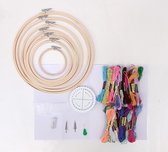 Borduurset starterspack -DIY borduurpakket voor kinderen en volwassen - met borduurring borduurgaren en andere accessoires