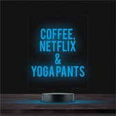 Led Lamp Met Gravering - RGB 7 Kleuren - Coffee, Netflix & Yoga Pants