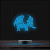 Led Lamp Met Gravering - RGB 7 Kleuren - Olifant