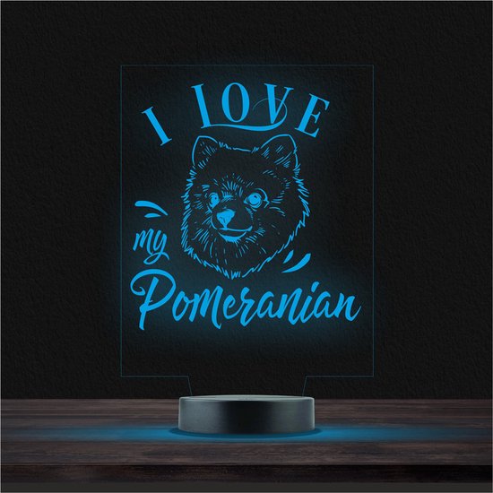 Led Lamp Met Gravering - RGB 7 Kleuren - I Love My Pomeranian