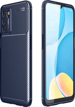 OPPO A16s Hoesje - Mobigear - Racing Serie - TPU Backcover - Blauw - Hoesje Geschikt Voor OPPO A16s