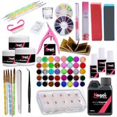 Acrylnagels Set | Nepnagels | Acryl Nagels Kit Starterspakket | Basispakket | Acrylnagels | Nail Art Pakket | 42 kleuren Acryl Poeders/Glitters | 500 Franse Tips | Acrylic Liquid |