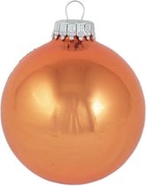 Glanzende Oranje Kerstballen - doosje van acht kerstballen van 7 cm