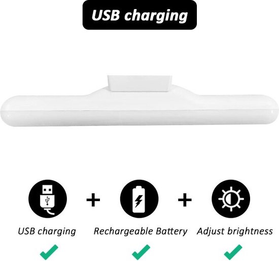 Oplaadbare Magnetische Nachtlamp - USB Oplaadbaar - Helderheid Instelbaar - Kastlamp Keukenverlichting Trapverlichting en Meer - LED Licht - Inclusief Oplaadkabel - Wit