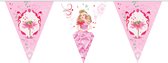 Vlaggenlijn Prinses met bloemen 10 m polyester  Roze - vlaggenlijn verjaardag - verjaardag - feest vlaggen - vlaggen - Slingers - Prinsessen