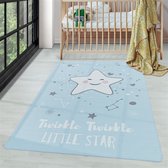 Tapis de enfants à poils courts Motif de bébé étoile Bleu