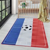 Laagpolig kinderkleed speelkleed tapijt voetbal Frankrijk vlag blauw wit rood