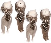 8x Kerstboom decoratie vogeltjes op clip grijs/wit 11 cm