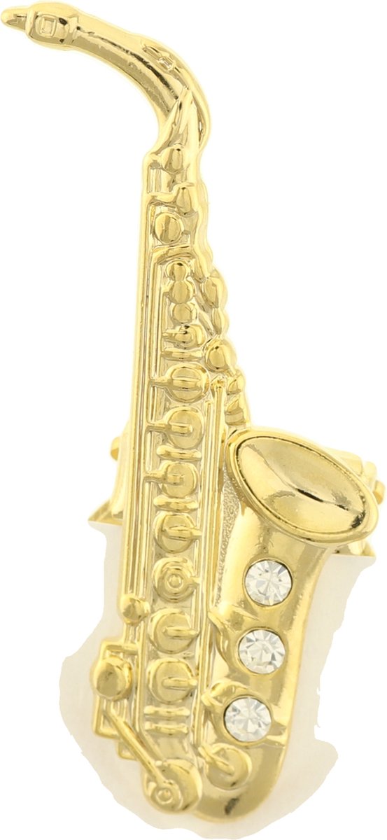 Behave Sjaalspeld sjaalclip goud kleur saxofoon 5 cm