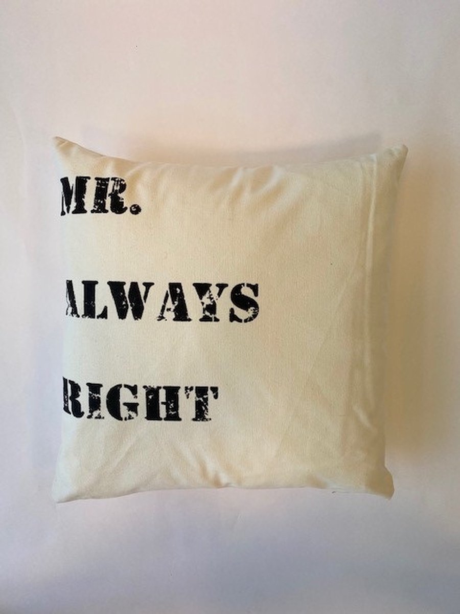 L28 Kussenhoes katoen wit 45x45 cm Mr Right