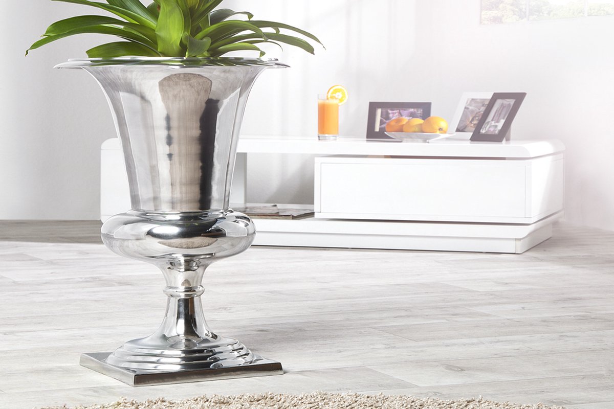 Design vaas BOAL 60cm zilveren plantenbeker aluminium