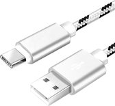 All Round Products USB-A naar USB-C 2m - Tijger patroon Zilver/Zwart oplaad kabel