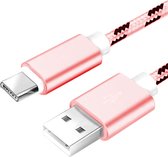 All Round Products USB-A naar USB-C 2m - Tijger patroon RoseGoud/Zwart oplaad kabel