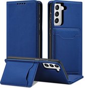 Samsung Galaxy S21 PU Leren Bookcase | Lederen Wallet Case | Telefoonhoesje | Pasjeshouder | Blauw
