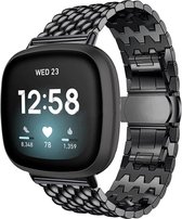 Bandje Voor Fitbit Versa 3 / Sense Draak Stalen Schakel Band - Zwart - One Size - Horlogebandje, Armband