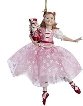 Kurt S. Adler Kerstornament - Ballerina 'Clara' met notenkraker - roze - 12,5cm