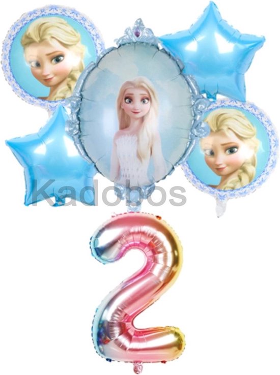 Frozen ballonnen set verjaardag 2 jaar - folie ballon - Elsa 6 delig