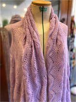 Lovely Scarfs, ajour gebreide shawl, sjaal lila roze, omslagdoek, dames scarf