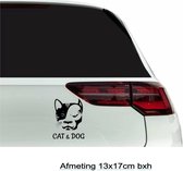 Auto raam sticker Cat and Dog  Auto sticker Kat en Hond  Hoofd Dieren Aanhanger Scooter Kleur Zwart