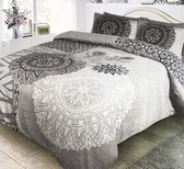 Refined bedding - Warm Flanellen Dekbedovertrek Mandala Grey White - 240x200cm
