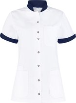 Haen / Ballyclare Dames Zorgjas Mila met tricot mouwinzet Wit/Donkerblauw - Maat M